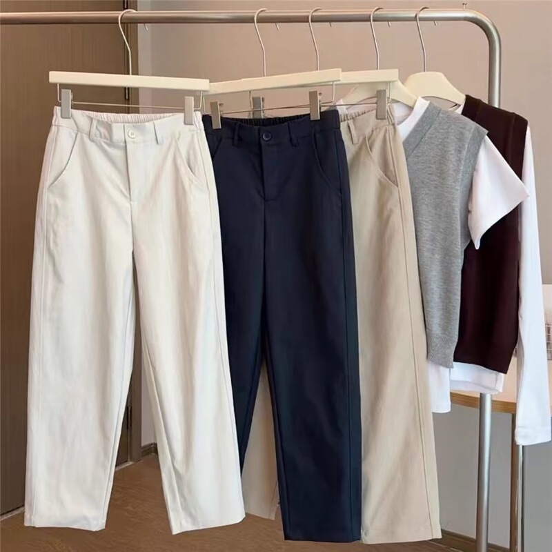 2026 Spring Commuter Cigarette Pants! Versatile Elastic Waist Three-Dimensional Cut Nine-Point Casual Pants for Women, Good Fit