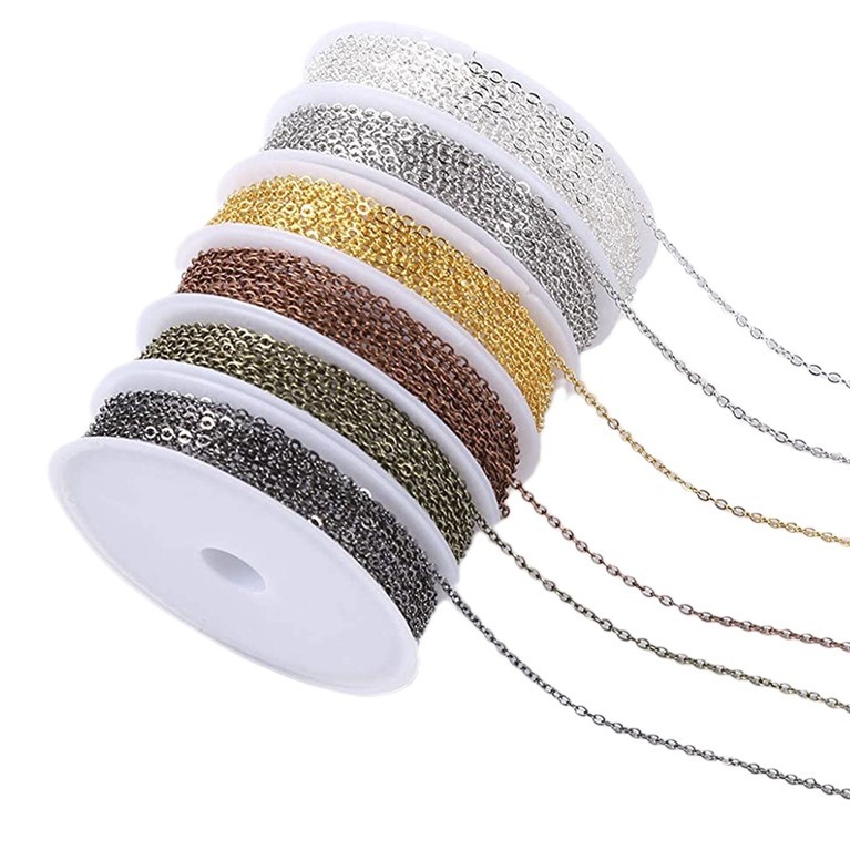 2*3mm presión plana cadena cruzada 6 colores 8 combinación a juego langosta hebilla anillo abierto DIY accesorios de la joyería