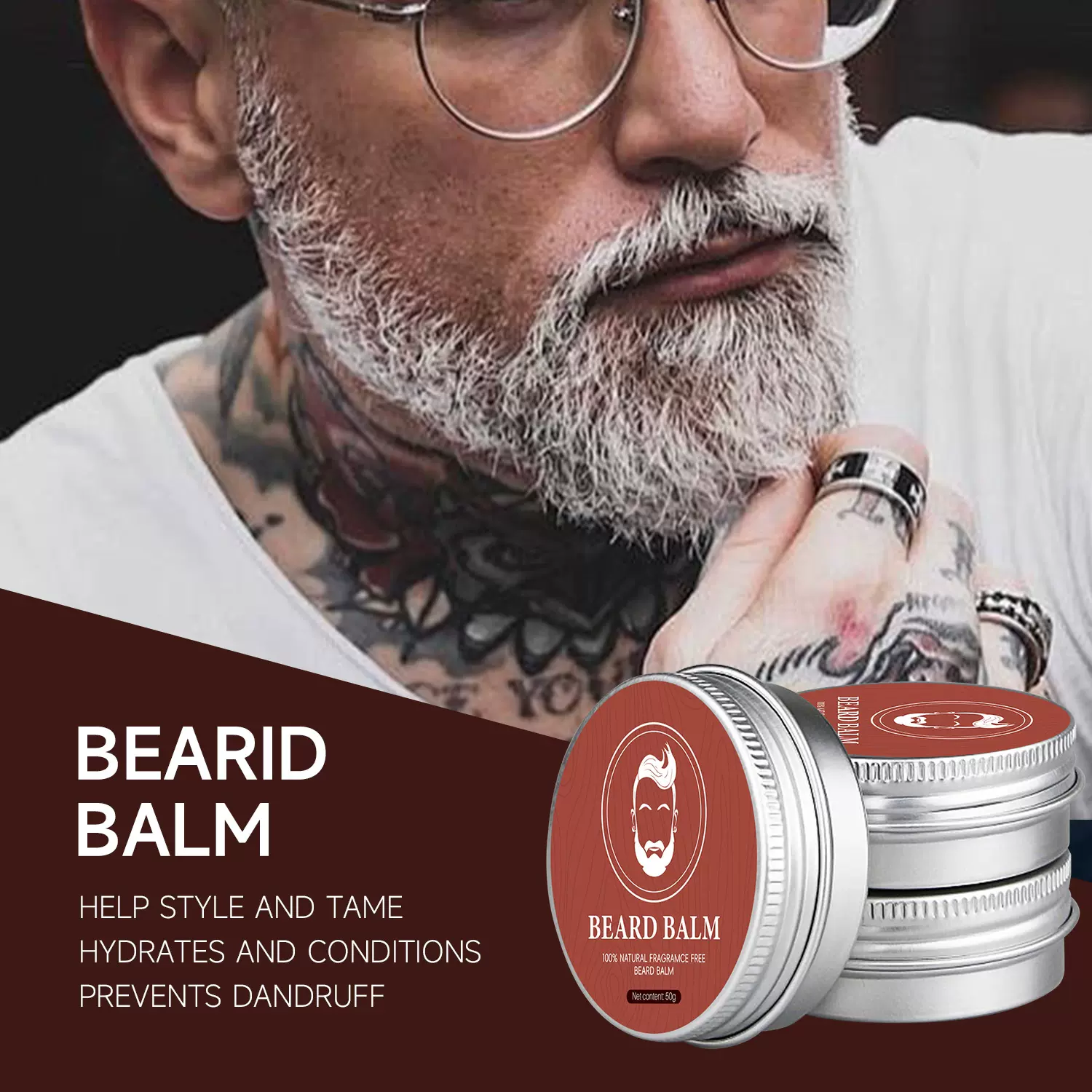 跨境外贸beard balm胡须膏男士免洗胡子油护发素胡须造型膏胡子霜