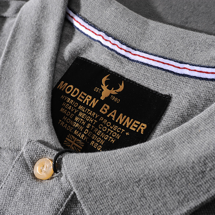 Modern banner American minimalist 100 simple embroidered wash men's turn collar short-sleeved POLO shirt M704 12