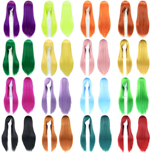 Universal Cosplay Wig Anime Cos Wig Colorfulful Long Straight Hair Wig 80cm High Temperature Silk Wig