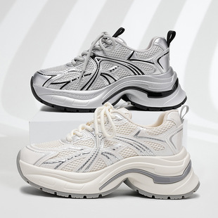Autumn and Winter 2025 New Women's Shoes Thick-Soled Dad Sneakers Dad Shoes Women's Trendy Cool Versatile Casual Shoes White Shoes