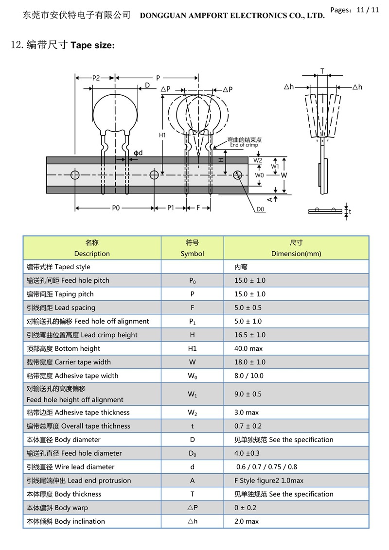 安伏特NTC-47D-13 内弯 F5 d0.6 中英文规格