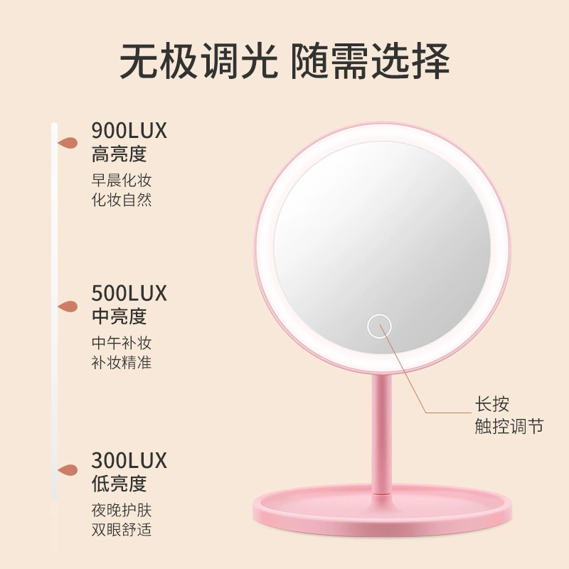 LED Makeup Mirror, Folding Table & Handheld, 3-Color Dimmable, Rechargeable, with Magnifier Options