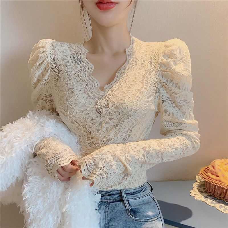 Fleece demi-season base lace long-sleeve