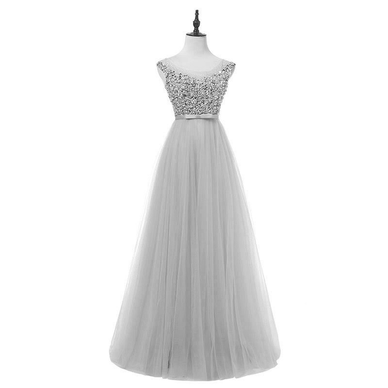Comercio exterior de Europa y América Amazon AliExpress deseo vestido de noche de las mujeres vestido de novia con cuentas vestido de banquete sin mangas de la industria pesada