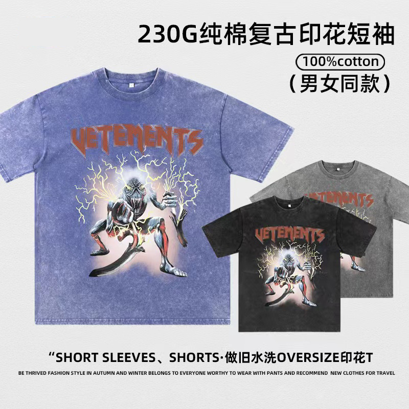 Amazon verano nuevo estilo de moda para hombres flocos de nieve fritos hacer viejos hombres sueltos impresión de algodón gran camiseta de manga corta