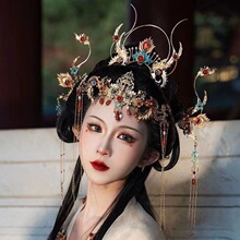 原创婚嫁发饰古装发冠额饰异域敦煌飞天头饰汉服圣女配饰流苏凤冠