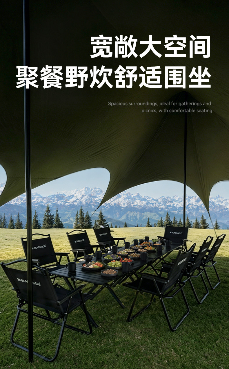 Blackdog Outdoor Canopy Tent Black Glue Sun Protection Camping Style Picnic Free Construction Windproof and Rainproof Awning