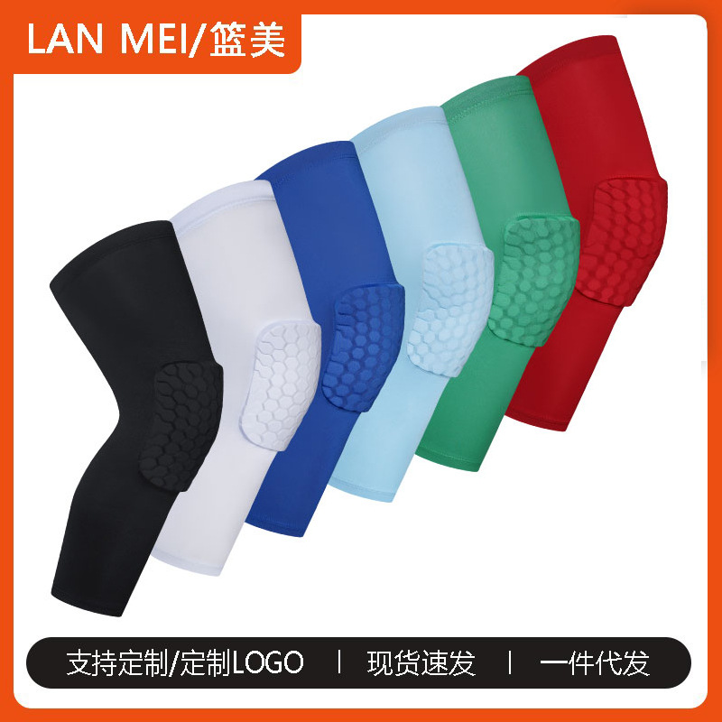 Long honeycomb sports knee pads for running and fitness, outdoor hiking and cycling knee warmers, thermal sports leg sleeves