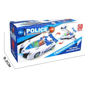 Hot sale collision deformation police car aircraft model electric Universal Light Music deformation car stall toy