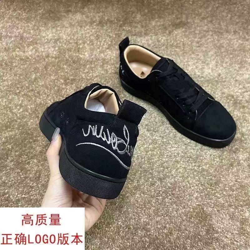 新しい 2025cl 電気刺繍紳士靴赤底靴黒刺繍ロートップレースアップカジュアルシューズ女性の靴カップルスポーツ|undefined