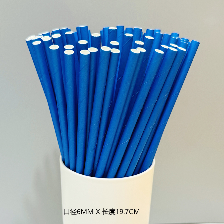 Gran cantidad en stock al por mayor paja de papel desechable paja de papel degradable paja azul serie
