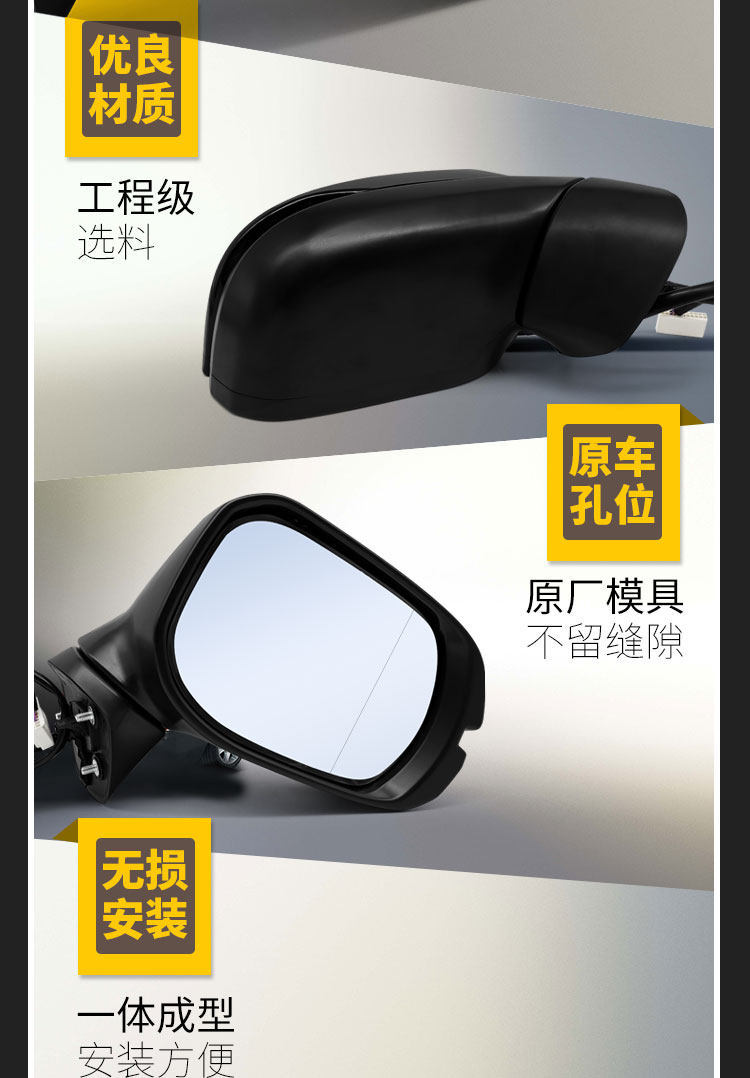 Suitable for Honda Crown Road Rearview Mirror Assembly, Model Years 17 to 24, Left and Right Side Mirrors, Complete Set of Flat Mirrors