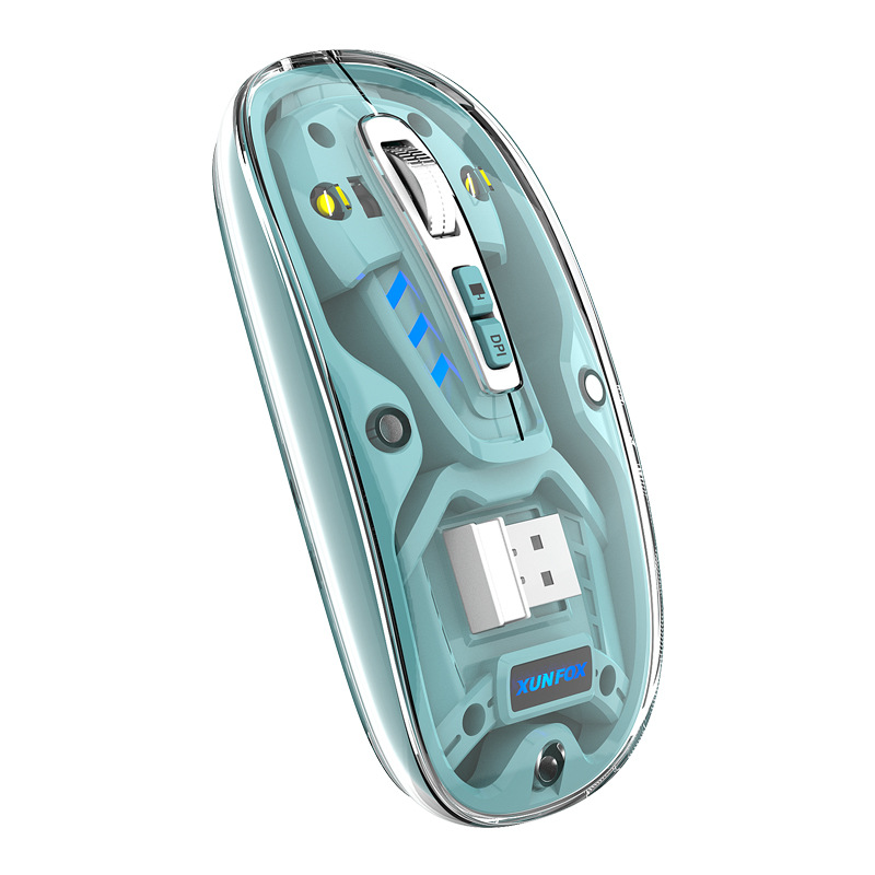 炫银狐XYH55蓝牙无线透明鼠标静音双模台式电脑笔记本办公商务USB
