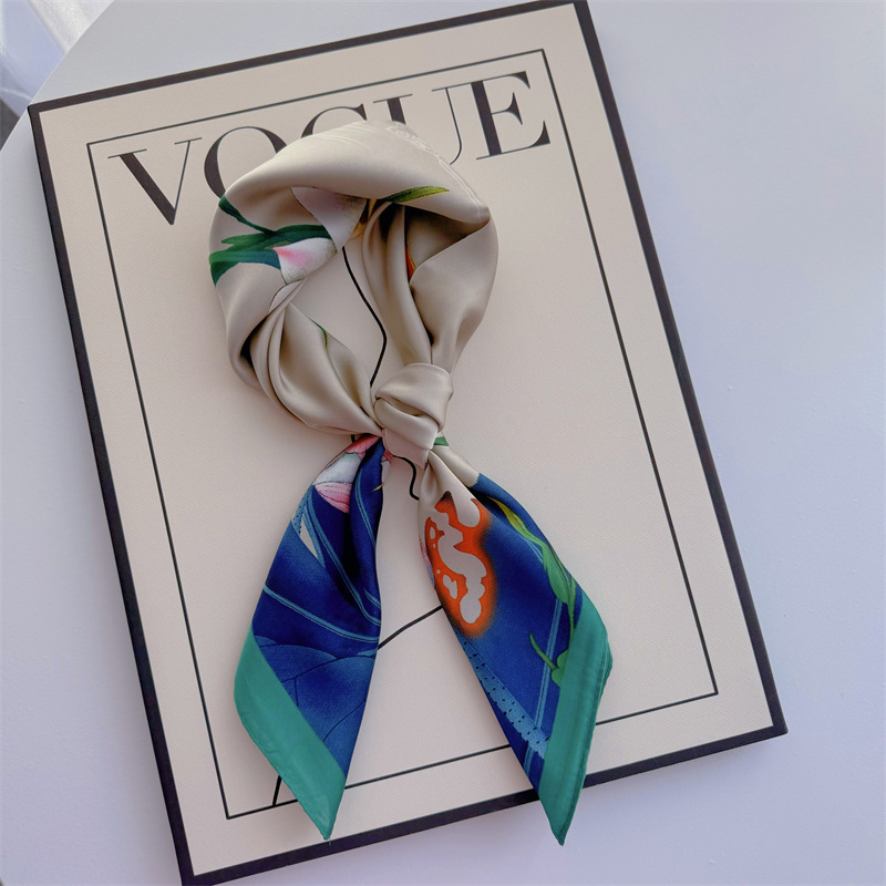 Bufandas de seda para mujeres primavera y otoño bufandas de moda para mujeres bufandas de cuello para maestros y empleados regalos de impresión de lujo ligero