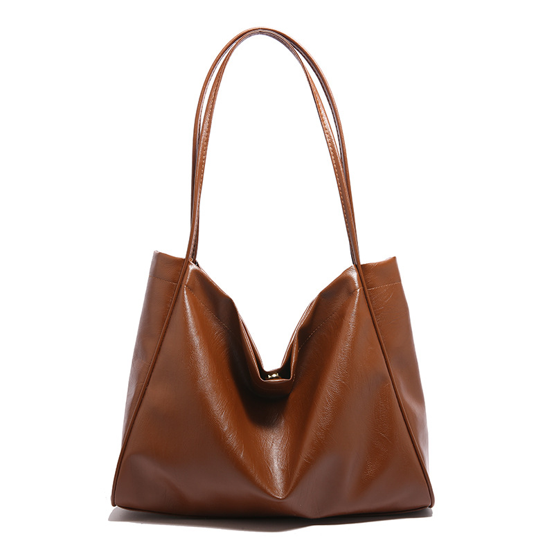 Bolso vintage americano 2024 nueva moda de gran capacidad simple bolso de color sólido bolso de alta calidad simple bolso axilar