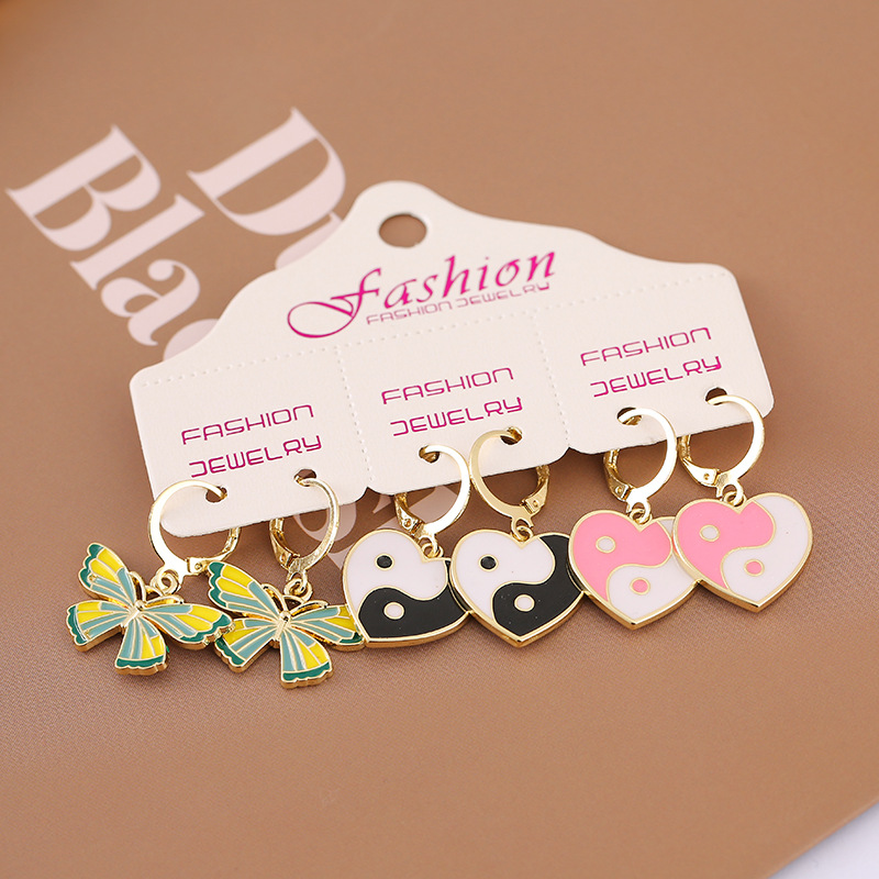1 Set Fashion Flower Alloy Enamel Womenu0027S Dangling Earrings