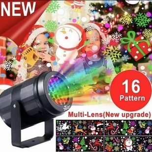 Factory wholesale LED Christmas projection lamp 16 Figure HD indoor color snowflake holiday gift rotating atmosphere lamp