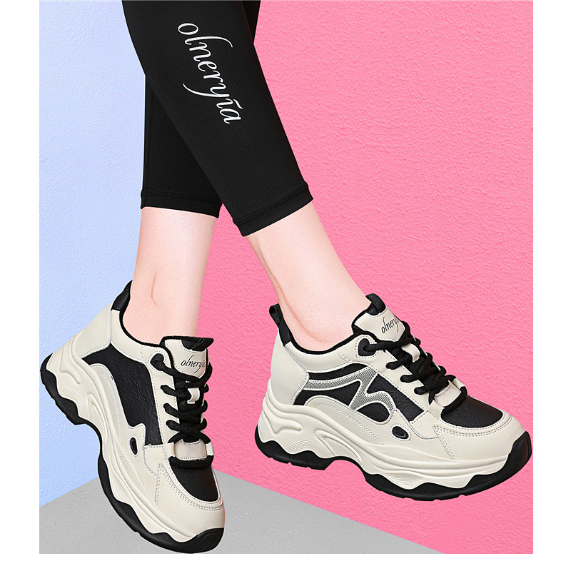 Thick-Soled Dad Shoes For Women, Height Increasing, 2025 New Style, Color-Block Single Mesh Shoes, Spring Mesh Breathable Small Size Sports Shoes_vogvips.com