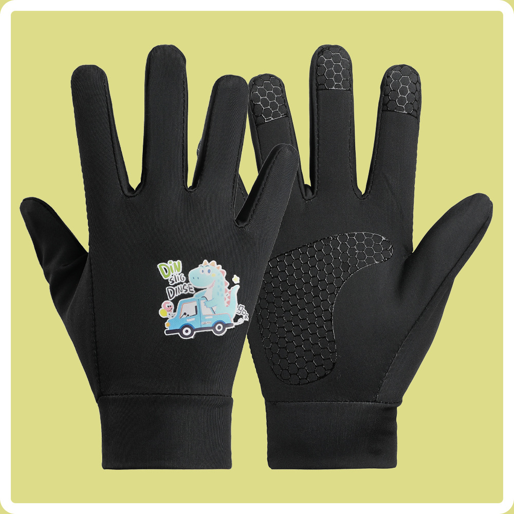 Guantes finos para niños, de secado rápido, transpirable, antideslizante, alta elasticidad, primavera, otoño, verano, ciclismo, montañismo, protección solar, guantes de seda de hielo de cinco dedos