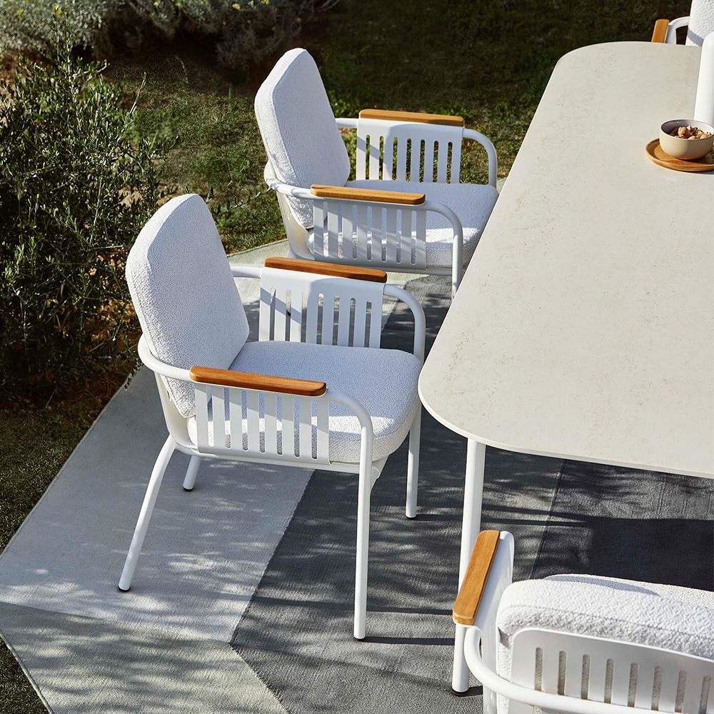 Mesa y silla al aire libre, patio, villa, ocio, aleación de aluminio de aluminio impermeable, protección solar, jardín, alojamiento residencial, balcón al aire libre, combinación de mesa cuadrada image 5