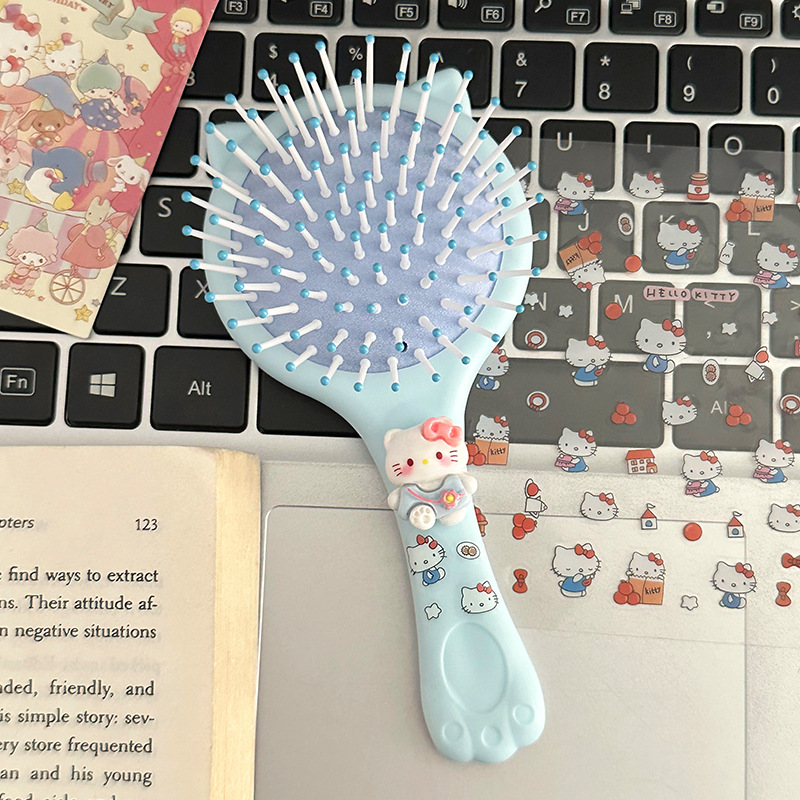 Cat Ear Mirror Comb-Blue Flower Bag KT Cat+Sticker
