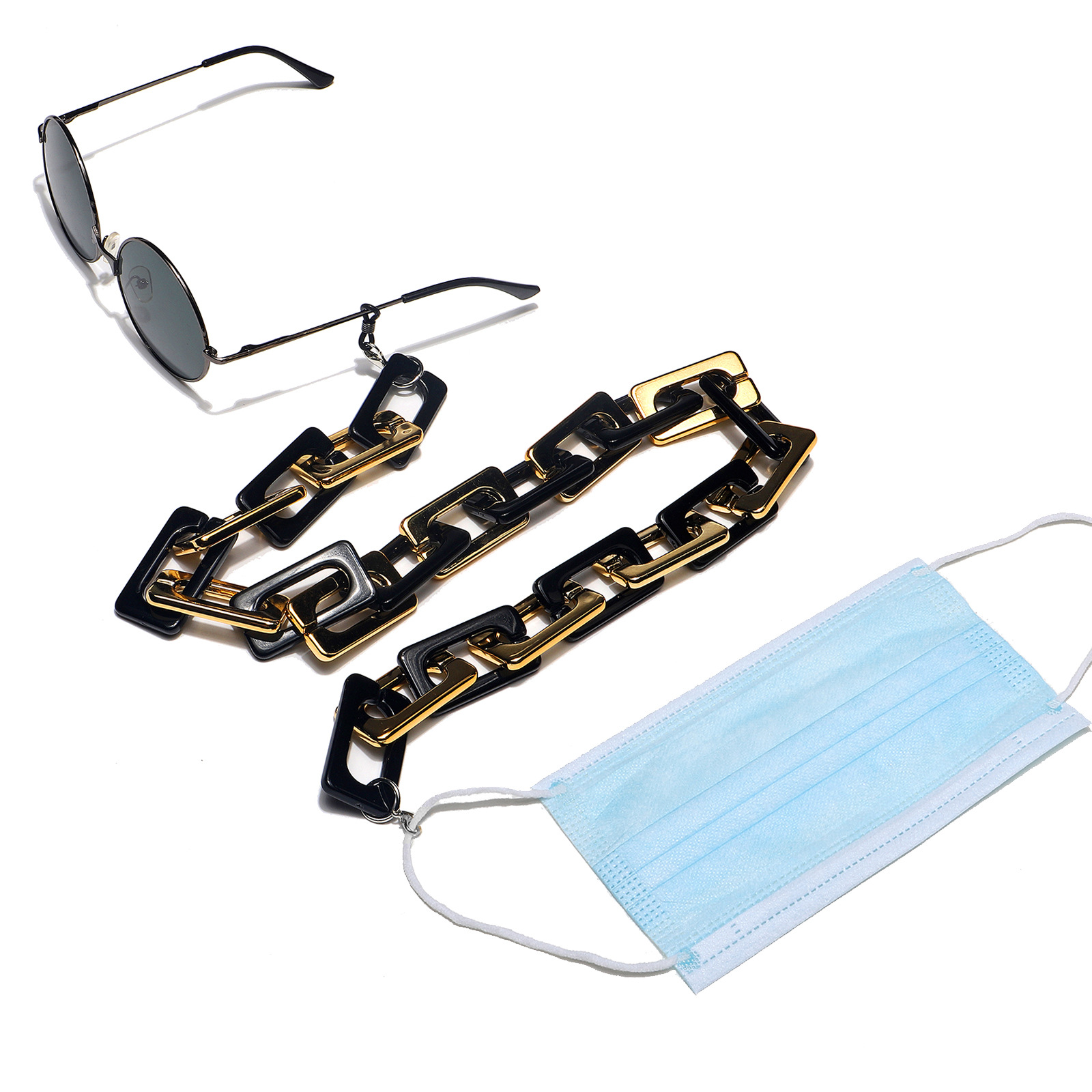 30g Weight Plastic Material Gold, Silver, Black Color Simple Fashion Plastic Acetate Leopard Pattern Glasses Chain 11