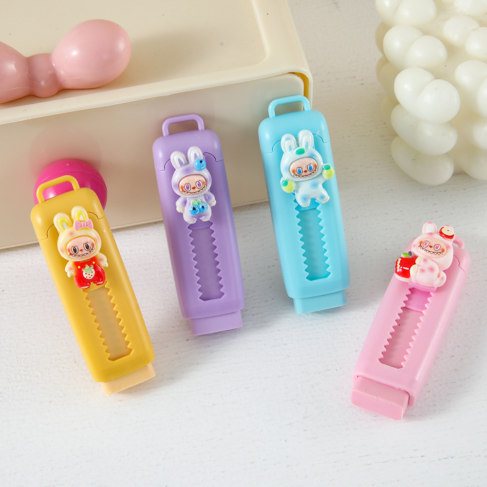 Caja de goma de goma de tirar de tela pequeña goma de goma de dibujos animados lindos estudiantes de escuela primaria núcleo intercambiable goma retráctil limpia menos residuos papelería