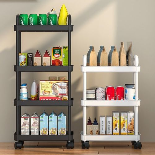 Small Storage Cart for Bedroom & Bathroom: Multi-Tiered Floor Rack for Snacks, Kitchen, and Mobile Baby Supplies Organizer