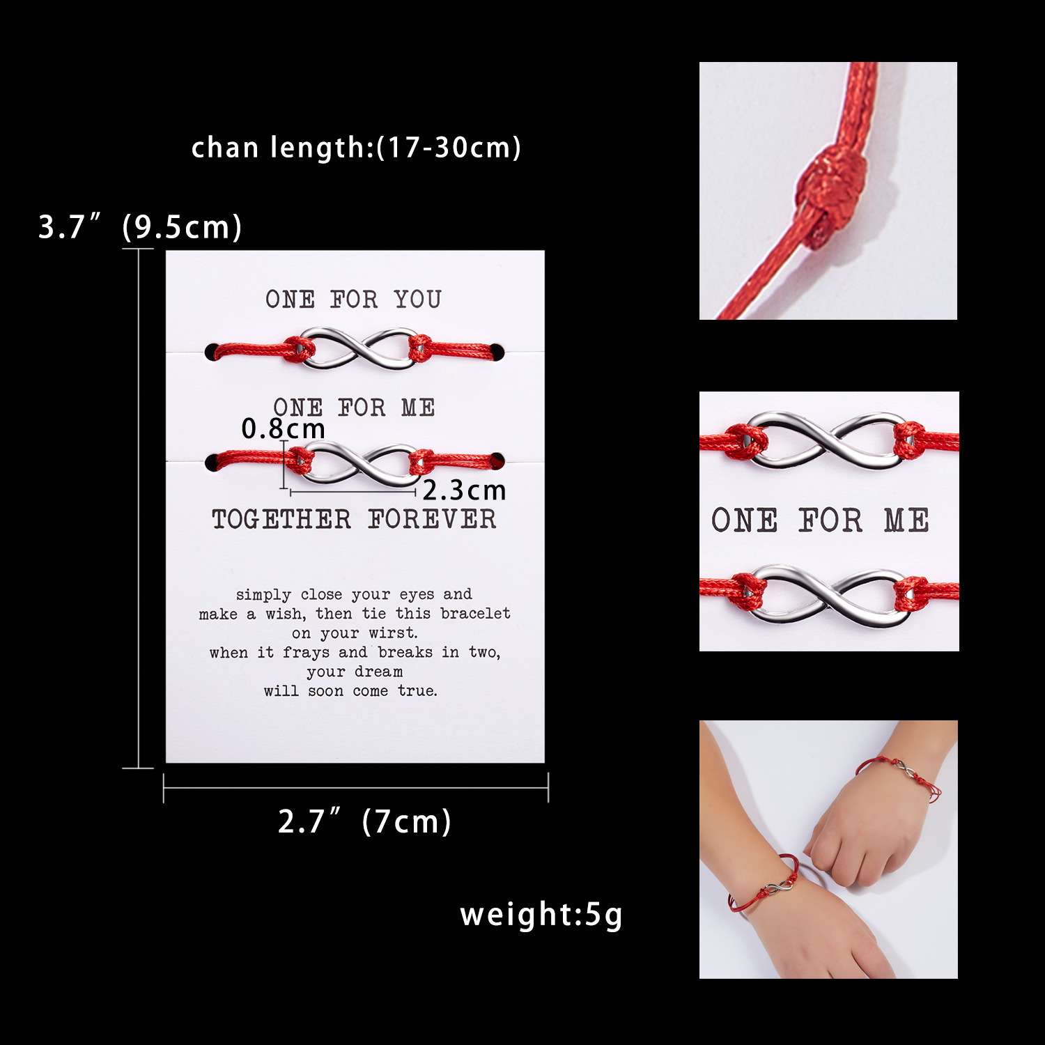 14g Weight Simple Style Classic Style Infinity Alloy Rope Valentine's Day Unisex Drawstring Bracelets