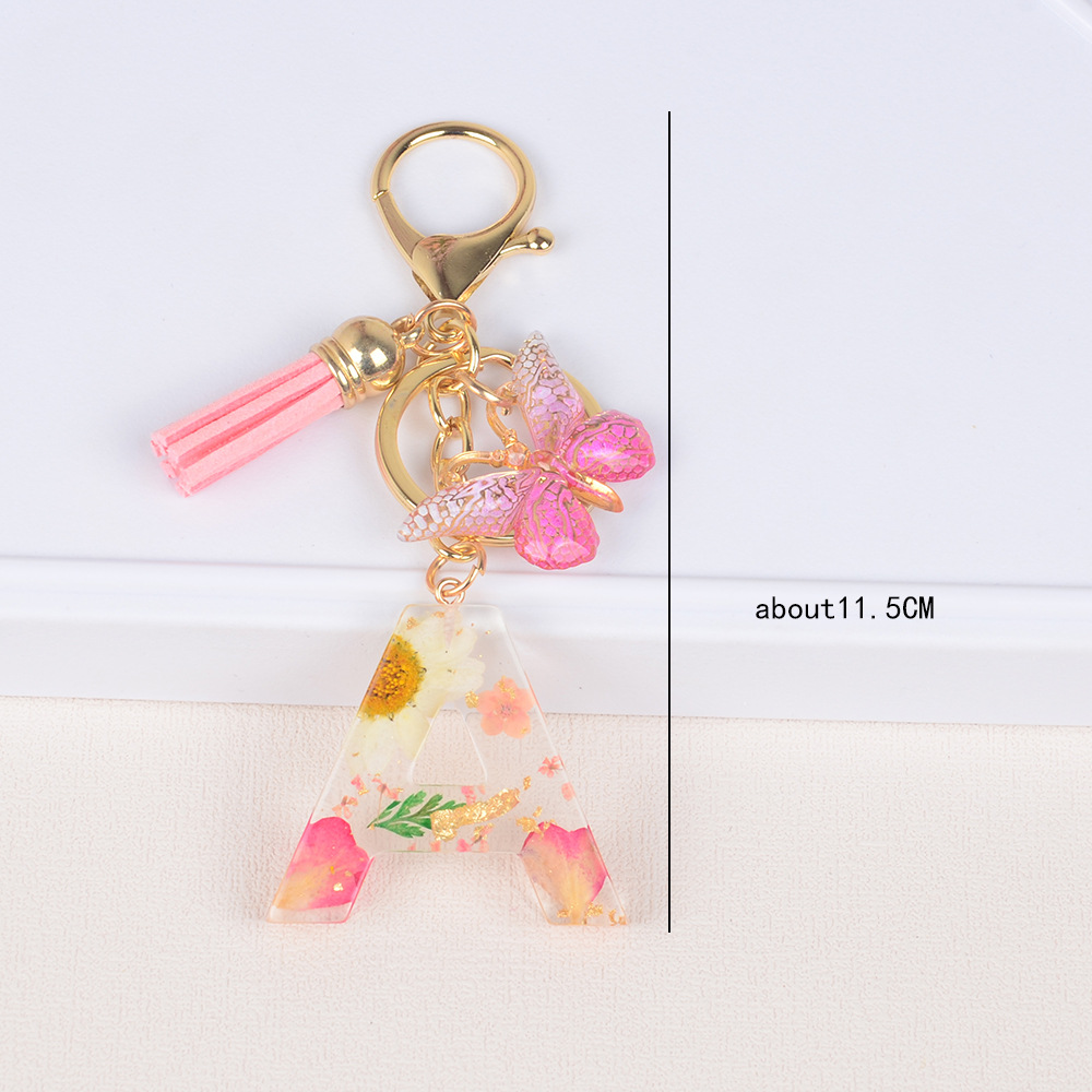 Original Design Letter Butterfly Plastic Epoxy Flowers Bag Pendant Keychain display picture 1