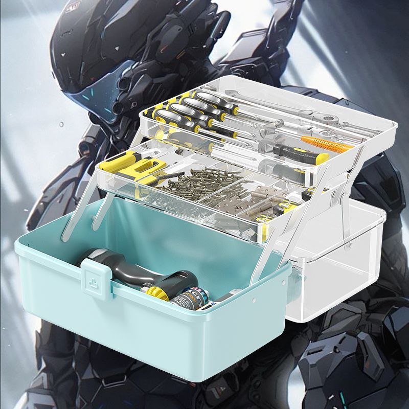 ツールボックス収納ボックス三層折りたたみ家庭用ハードウェアユニバーサル収納大型厚く強力な多層多機能|undefined