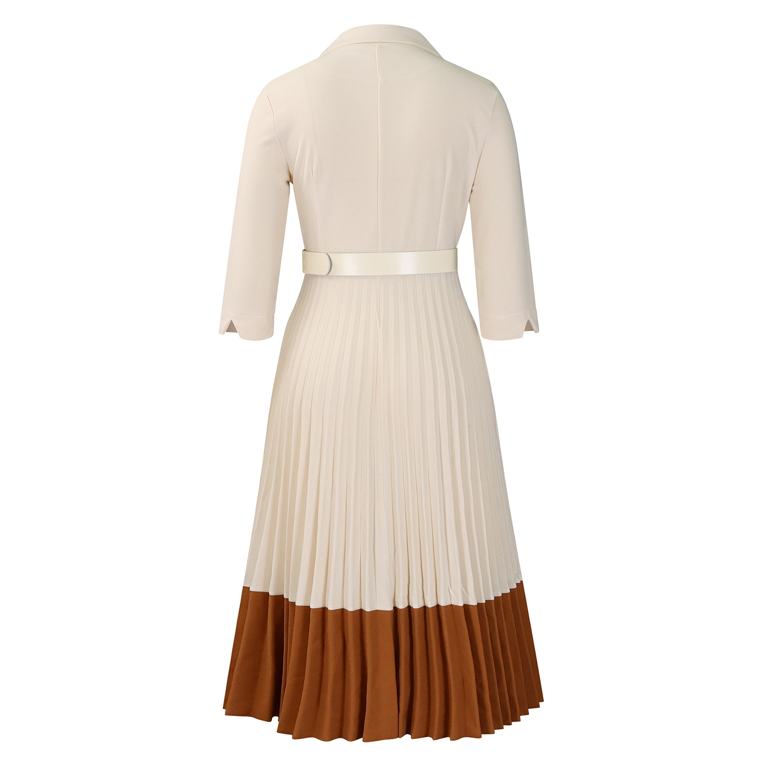 Abbigliamento da donna Autunno e inverno Moda Completo colletto elegante abito plissettato_voghion.com