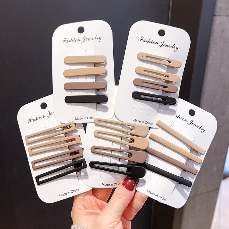 4 Pack brown Department duckbill clip simple bangs clip suit high-end hairpin female hair accessories wholesale