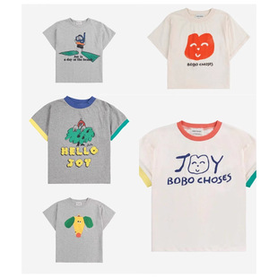 25 New Models in Stock Bc Children's Clothing Bobo Pure Cotton Printing Fashion Trendy Cross-Border Hot Sale Spring and Summer Short-Sleeved T-Shirts for Men and Women