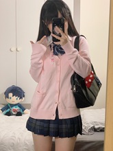 粉色jk毛衣针织开衫女原创日系外套可奈长袖制服校供慵懒毛衫物语