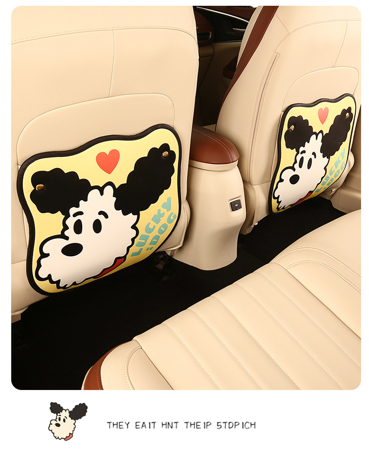 Cute Cartoon Car Seat Back Anti-Kick Pad for Poodle, Car Seat Back Anti-Stain Pad