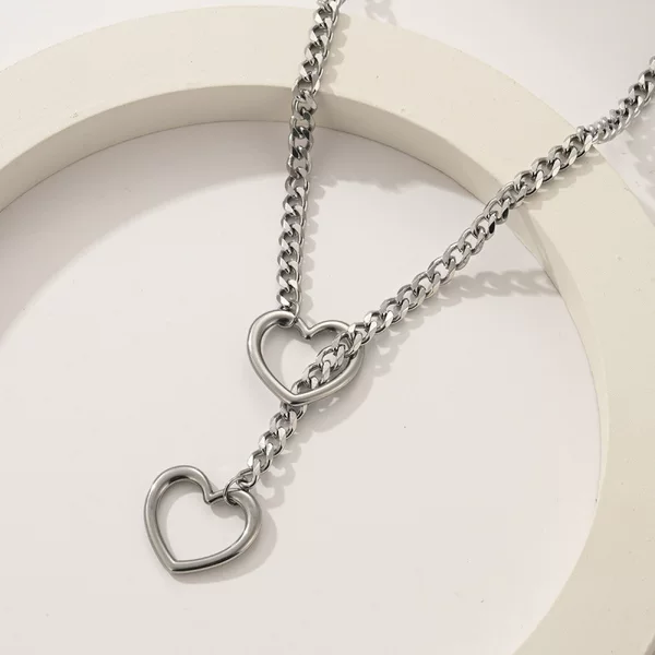 Amazon New Punk Gothic Cuban Necklace Jewelry Adjustable Love Shape Necklace Y Slide Chain