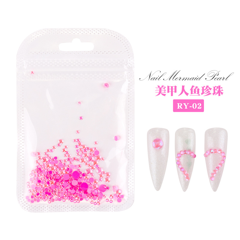 Transfronteriza nueva sirena colorida perla Aurora cristal transparente decoración de uñas joyería de uñas DIY 300 piezas en stock