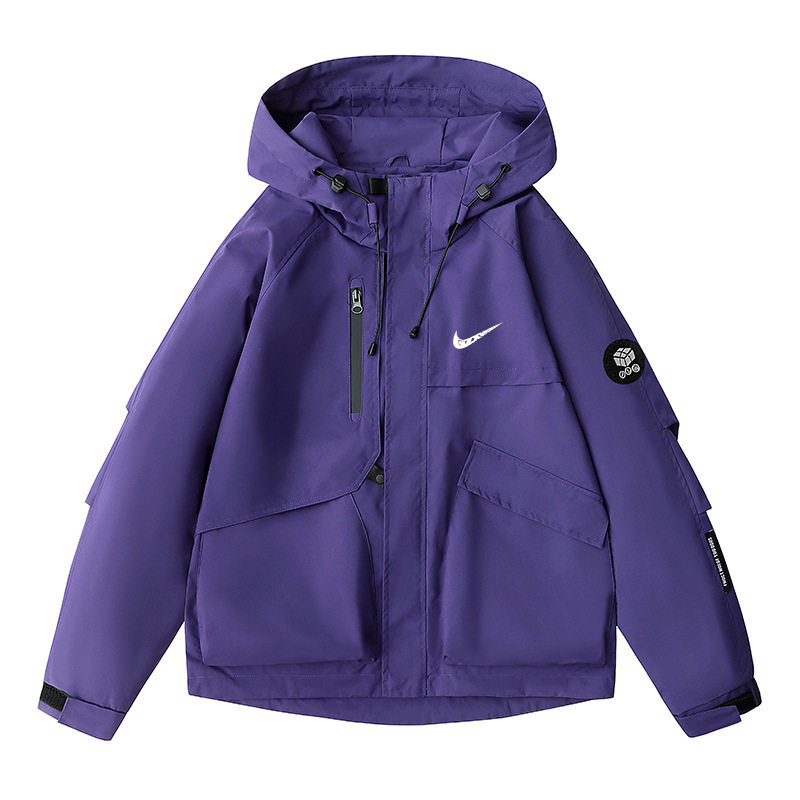 2025 Spring and Autumn Jacket Men's Single Charge Outdoor Sports Casual Easiest for Match Mountaineering Suit Hooded Solid Color Couple Style Waterproof