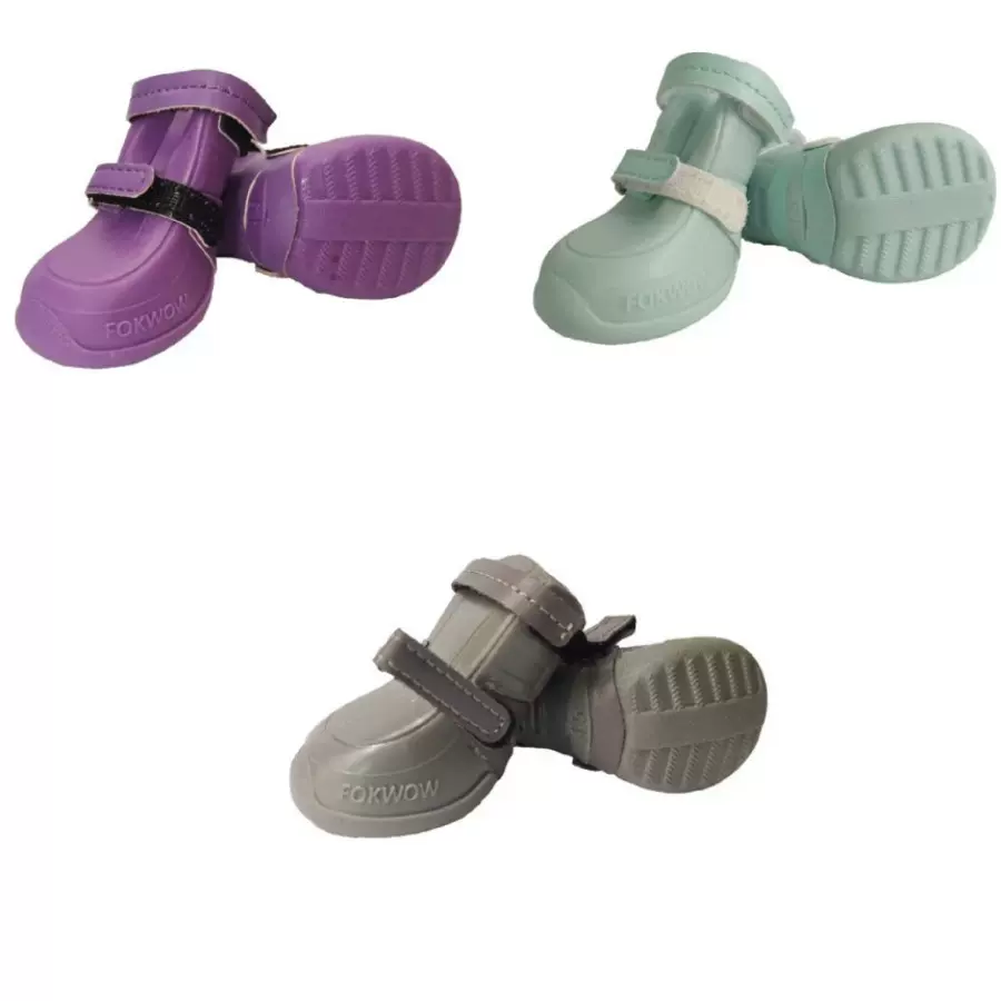 F2302新款一体硅胶宠物雨鞋防水狗鞋亚马逊跨境