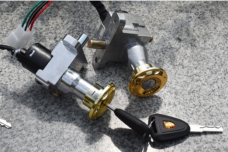Suitable for Electric Vehicle Door Lock Power Lock 2-Wire 4-Wire Scooter Faucet Lock Battery Car Key Switch