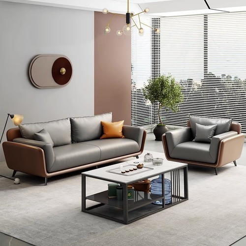Office Sofa Simple Business Reception Room Office Rest Area Coffee Table Set for Three Training Institutions