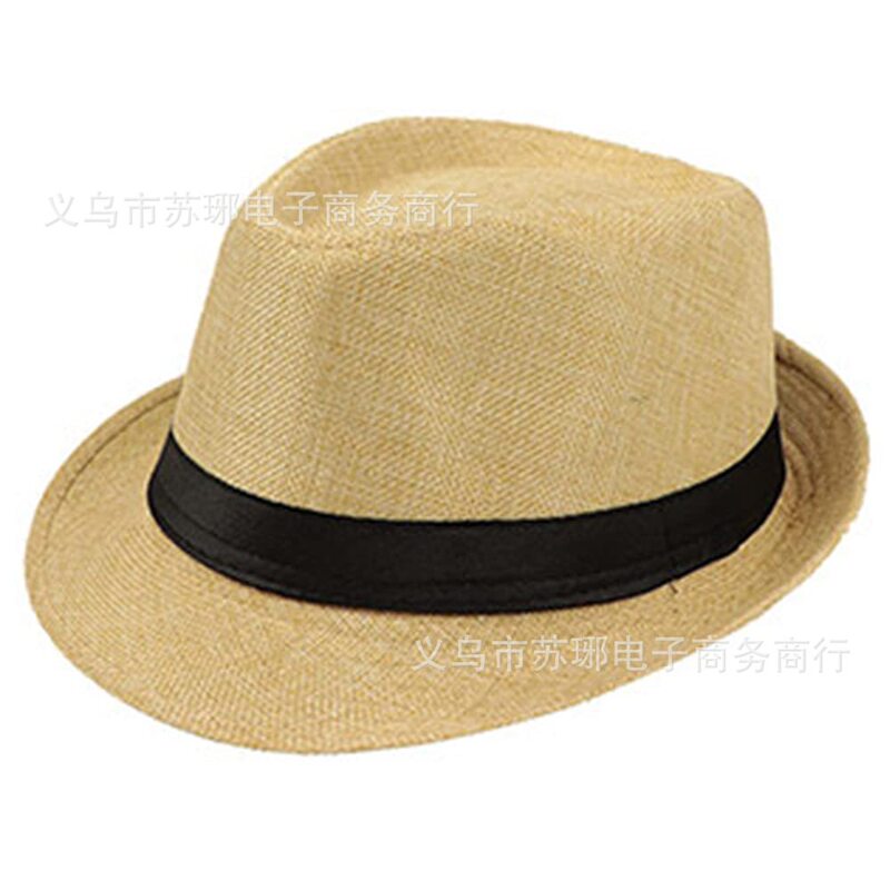 爵士帽英伦风亚麻纯色礼帽中男士女士卷边情侣款遮阳帽|undefined