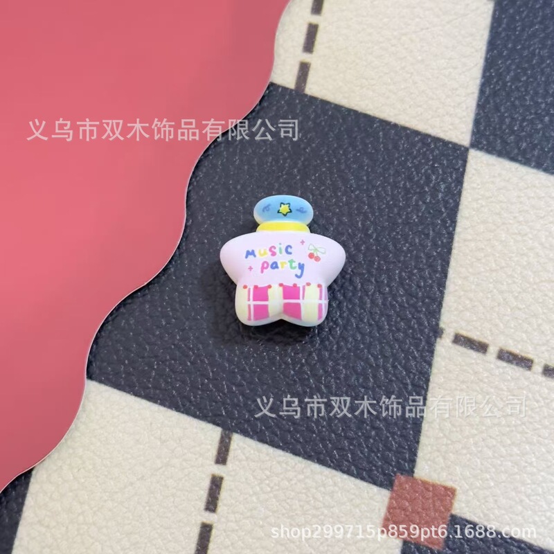 22mm印花字母小花水果星星许愿瓶串珠 diy手链手机链包挂车挂配件|undefined