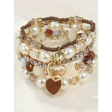 A 12761 Bohemian heart pearl bracelet set ������������������