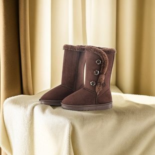 European and American Winter New Thick Bottom fleece-lined Thick Snow Boots Women's Foreign Trade plus size Warm Towel Medium Boots for Women