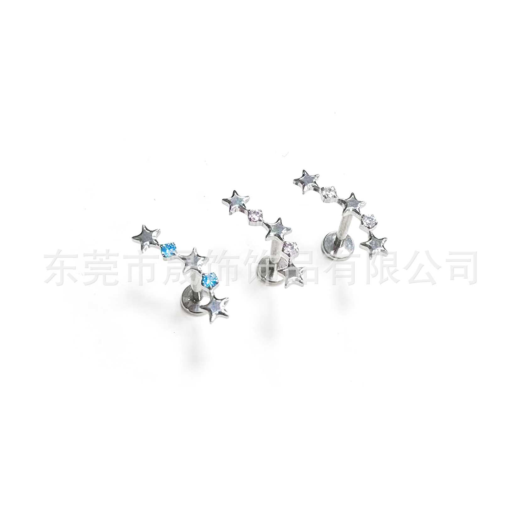 F136 Titanium Alloy 小流 Star Ear Stud Studded 5A Cubic Zirconia G23 Titanium Labret Stud Helix Cartilage Stud Piercing Jewelry