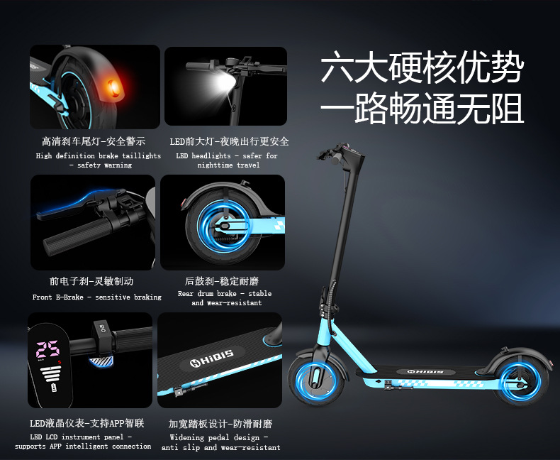 Overseas warehouse direct shipment from source factory: Small foldable electric scooter 10inch with honeycomb tires, 350W front drive, cross-border wholesale